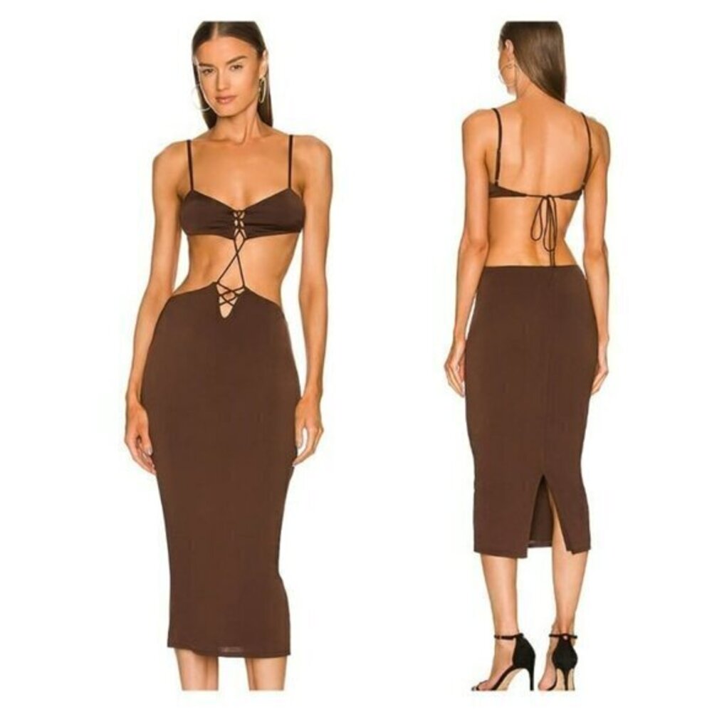 Michael Costello xREVOLVE Edith Midi Dress - Brown